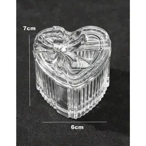 Multicolor Heart Shaped Crystal Glass Jewelry Box
