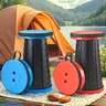 BLYXTENNE 2pcs (Black+Khaki) Armless Backless Collapsible Telescopic Stool - 400LB Max Load, Height Adjustable, Space-Saving Small Bench, Portable for Camping,Fishing, 2-Pack for Trips, Ideal Christmas & Father's Day Gift