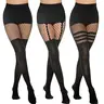 TIVIRA Women's Over-Knee Mock Thighhighs - 3 Pairs Striped Fishnet Stockings with Lace Suspender, Elastane Soft Blend Fabric, Breathable, Elongating, Form-Fitting, Featherlight All-Seasons Tights