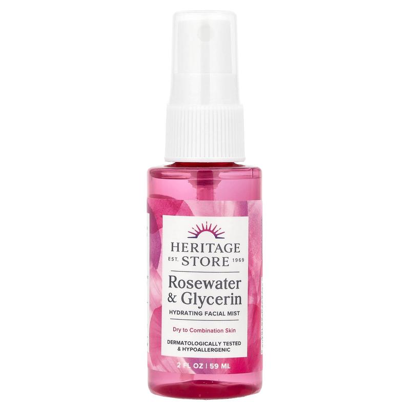 Heritage Store Rosewater & Glycerin, Hydrating Facial Mist, 2 fl oz (59 ...