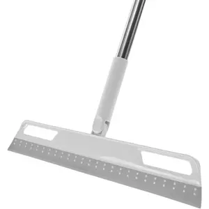 Home FurnishingsMultifunction Rubber Air Broom, Silicone Floor Squeegee With 56" Long Handle, Rubber Sweeper, Air Broom For Floor Bathroom Kitchen Shower Tile Pet Hair Fur Marble Glass Water Window Foam Clean (Grey)