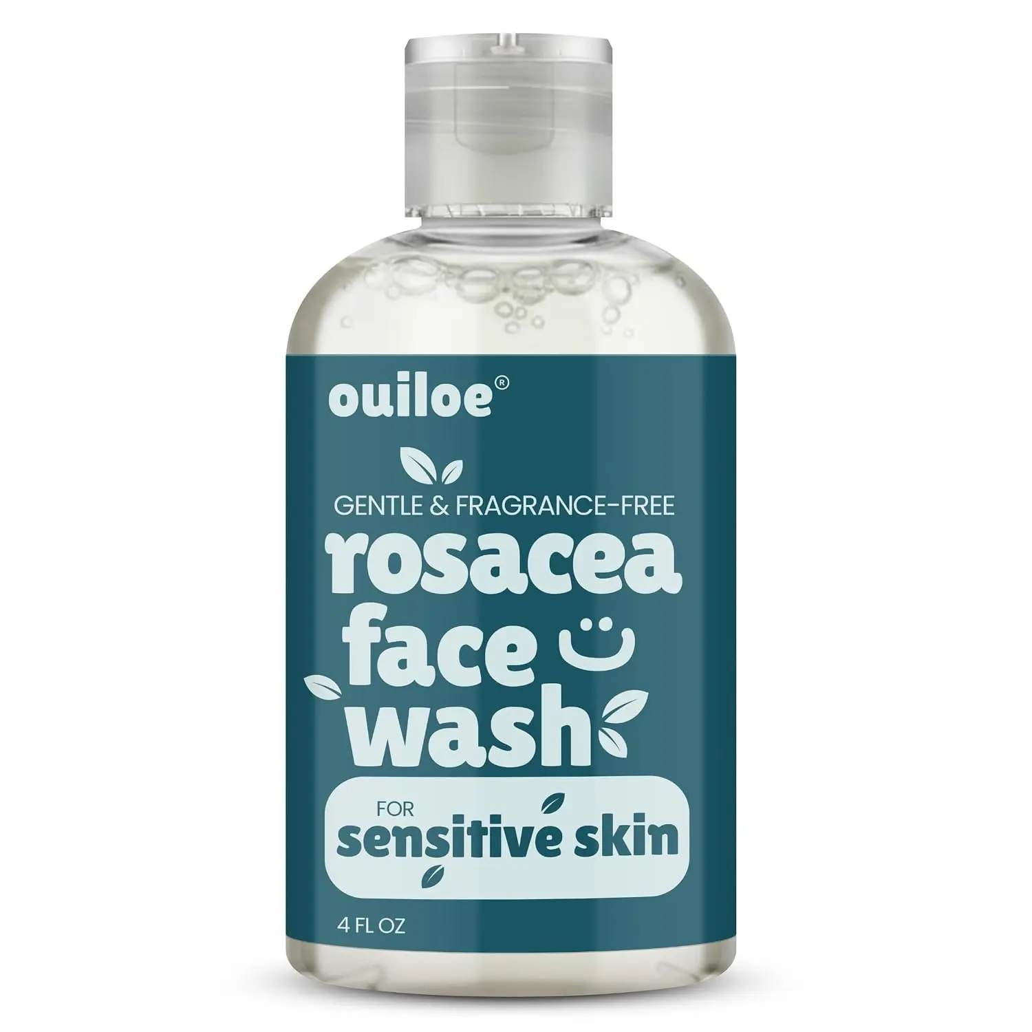 Face Wash for Rosacea Type 1 - Safe for Sensitive Skin, Daily Facial Cleansing, Gentle, Unscented, Fragrance Free Face Cleanser | Safe for Redness & Acne Prone Skin, pH Balanced, Cruelty Free, Non Comedogenic, Sulfate Free, Non Irritating, 4oz by Ouiloe