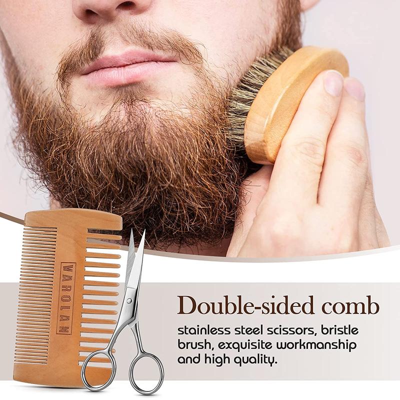 Men's Beard Kit with Growth Oil, Balm, Brush & Scissors, Ideal for Men's Beard Care, Gift Ideas for Male Friends and Family