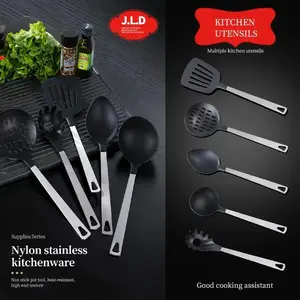 5-Piece Non-Stick Cooking Utensil Set – Stainless Steel Handles, Heat-Resistant Nylon Tools, Hanging Kitchen Essentials