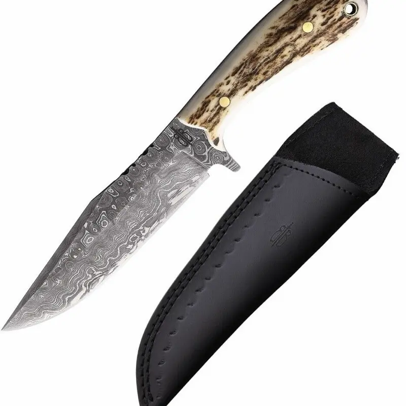BNB Big Stag Damascus Knife