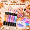 SAVILAND 5-in-1 Aurora Cat Eye Gel Nail Polish Pen - All-in-1 Base, Color & Top Coat, UV/LED Light Cured, Portable DIY Manicure Gift with Smooth Brush, Durable Glossy Finish, Castor Oil Infused, Easy to Apply & Cure, Ballerina Nail Supplies,familyfun