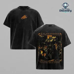 Warhammer 40K Salamanders Shirt Space Marine Vintage Washed Oversized Hoodie Retro Gaming Vulkan Graphic Tee Faded Streetwear Y2K Opium Grunge Merch Gift For Game Fan
