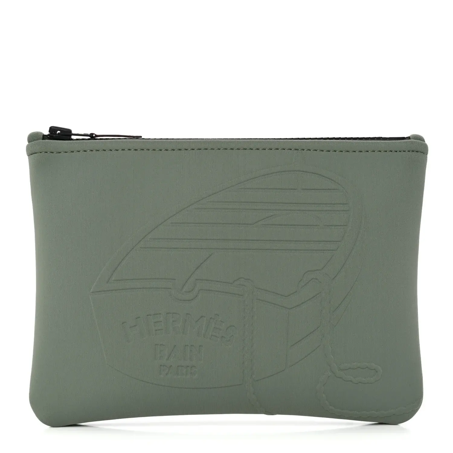 Pre-owned HERMÈS Neoprene Small Leather Goods Small Neobain Thalassa Case Kaki