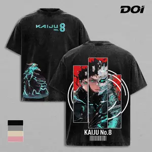 Kafka Hibino Kaiju No. 8 Vintage Washed Graphic Tee, Kaiju Transformation Split Design, Anime Manga Aesthetic Shirt, Japanese Streetwear Heavyweight Cotton, Unisex Tee, Gift for Kaiju No. 8 Fans