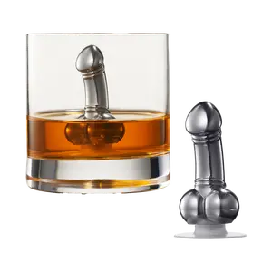 Unique Whiskey & Wine Chiller - Funny Liquor Ice Chilling Cup, Beverage Cooler, Peni Shaped Gag Gift For Whiskey, Bourbon, Tequila, Vodka Lover, Reusable Stainless Steel - Just Freeze It!