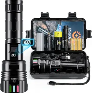 Super Bright Flashlight 100000 High Lumens Rechargeable,Powerful Long Distance 3280ft Strong LED Flash Lights,Long Lasting 10H LCD Digital USB Discharging Function,Focus & Brightness Adjustable