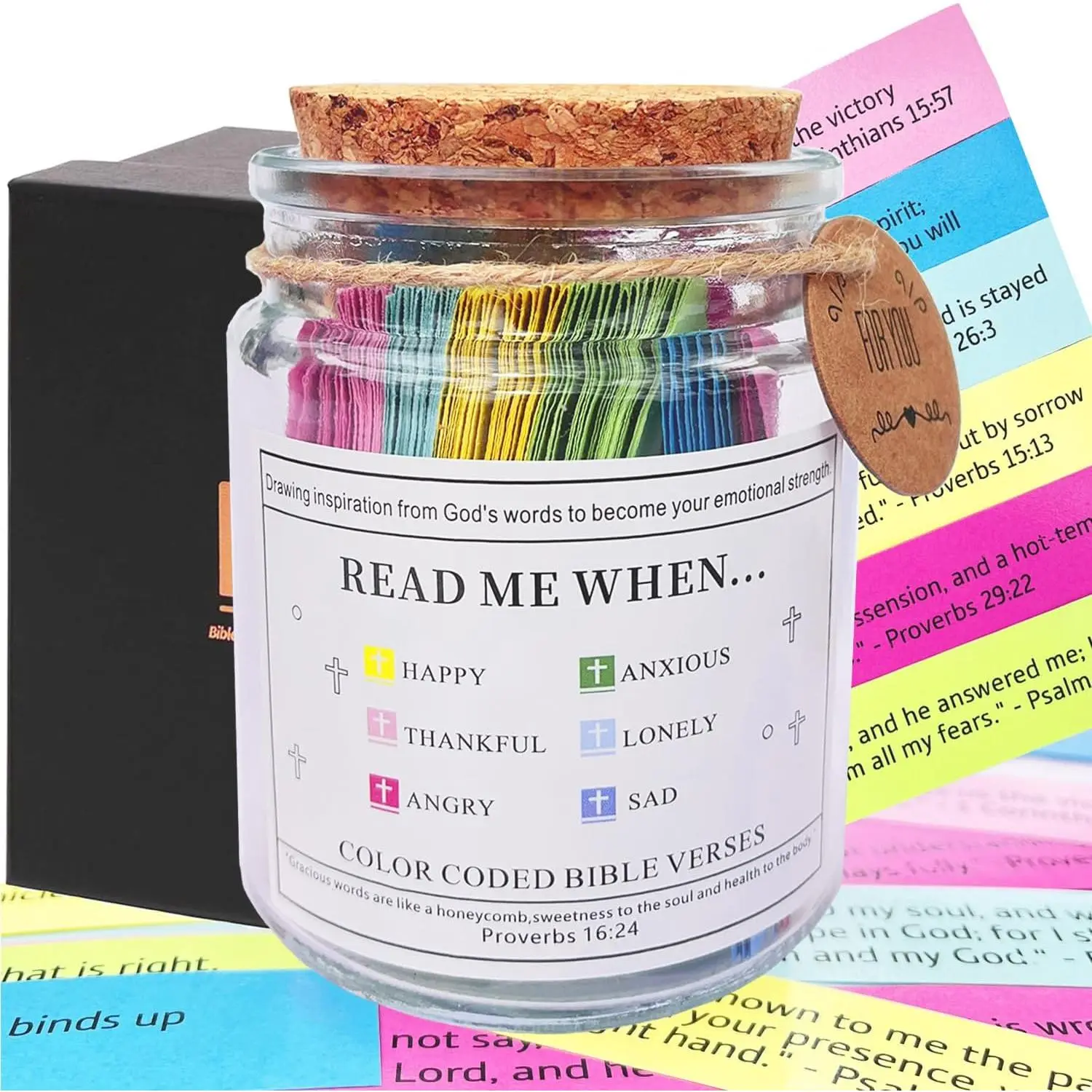 Christian Gifts for Women Men, Mothers Day Gifts For Mom,  verse jar, Read Me When  Verses Jar(with film)for Emotions and Feelings,  Study Church Religious Gifts for Women Mom,
