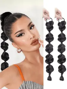 2PCS Synthetic Twist Ponytailtail High Elastic Wig Woman Hair Side Natural Braid Black Hous Tail Hairpiece Synthetic Braided Wigs