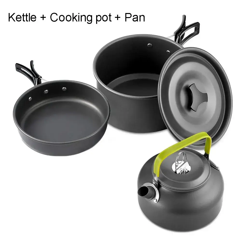 Portable Outdoor Camping Cookware Set Aluminum Alloy Water Kettle Outdoor Tableware Multipurpose Camping Equipment LISM