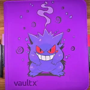 VaultX Gengar- Hand painted 12 pockets- card holder- organizer- Purple- Binder- Pokemon- 20 pages holding 480 cards