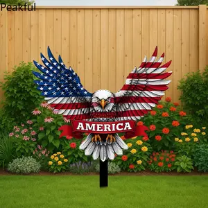 Patriotic Eagle Garden Stake, Viral American Flag Yard Decoration for Outdoor, Bold USA Eagle Sign with Stars and Stripes Design, sturdy build & vibrant color finish, ideal for Independence Day celebrations,  lawn decor and national holiday yard styling
