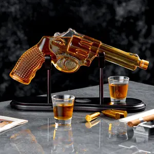 CRAFTGEN Gift for Men Dad Husband Gun Whiskey Decanter Set 300ml with Shot Glasses – Home Bar Gift for Liquor Alcohol Bourbon Tequila Scotch