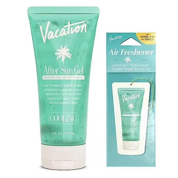 VACATION After Sun Aloe Vera Gel and Air Freshener Bundle, 6 Fluid Ounces - Soothing Sunburn Relief, Hydrating, Cooling, Non-Sticky, Alcohol Free