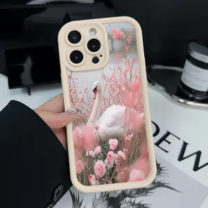 Phone Case Compatible with iPhone 16 15 Pro Max Plus 14 13 12 11 X XR White Swan Rugged Durable shockproof Anti-Scratch soft Silicone Case