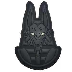 Luminous Anubis Patch, PVC Hook & Loop Velcro for Easy Attachment to Bags, Vests, Clothing Tactical Molle Bags Glow-in-the-Dark