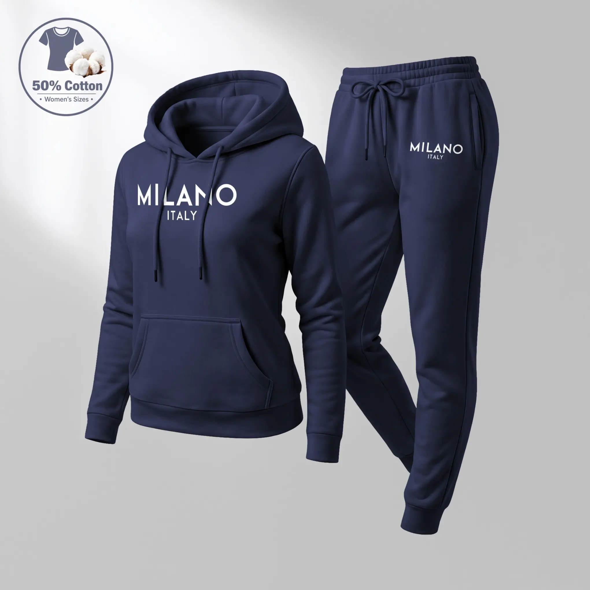 Women's Milano prints City print hoodie and drawstring track pants set, women's casual sportswear, long-sleeved hooded jacket and pants, suitable for autumn and winter, Women's , indoor and outdoor sportswear, sportswear set, casual sportswear.