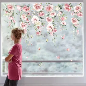 9 Sheet Spring   Window Cling Stickers Aesthetic  Vine Floral Leaf  Window  for Wedding Birthday Party   Wall Glass Decor,7.9 x 11.8 Inch