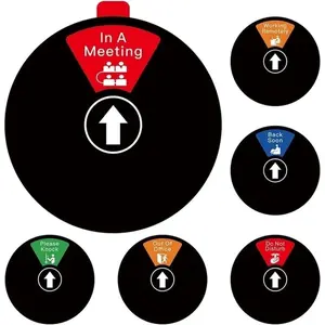 5.9"Rotating Office Door Sign with State Diagram,Magnetic & Adhesive Privacy Sign with 6 Status Modes ,6 Options Do Not Disturb/Come on in/Out of Office/in a Meeting/Back Soon/Working Remotely Sign