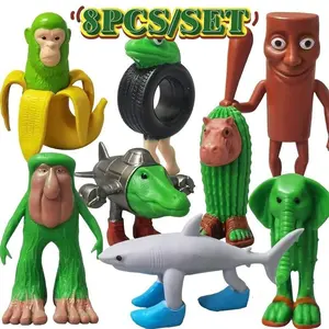 8pcs 1 Set Italian Brainrot Plastic  Figures Tung Tung Tung Sahur Tralalero Tralala Decorative Sculptures, Desktop Ornaments, Halloween Christmas, Birthday Gifts collection