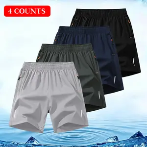 Men’s 4-Pack Fitness Shorts – Moisture-Wicking Fabric, Reflective Details, Ideal for Summer, Outdoor Activities & Everyday Casual Wear Breathable Athletic