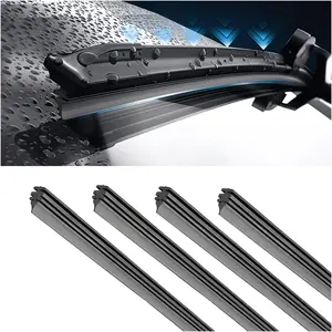 Pieces Windshield Wiper Blades Refills, DIY Adjustable Car Windscreen Wiper Rubber Strips, Frameless Window Boneless Insert Silicone Strips, Auto Universal Accessories for Most Vehicles ( Inches)