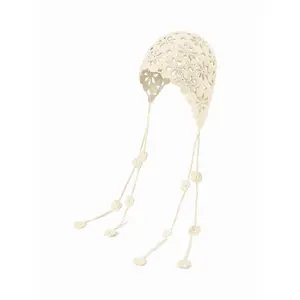 Cider FLORAL KNITTED FRINGED HAT