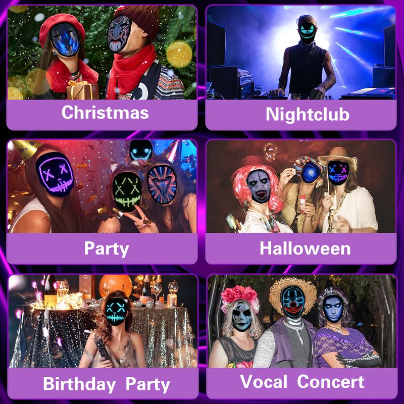 Led Mask with App Controlled, Customizable Shining Mask, Lighted Face Transforming Mask, LED Light Up Halloween Mask for Adults