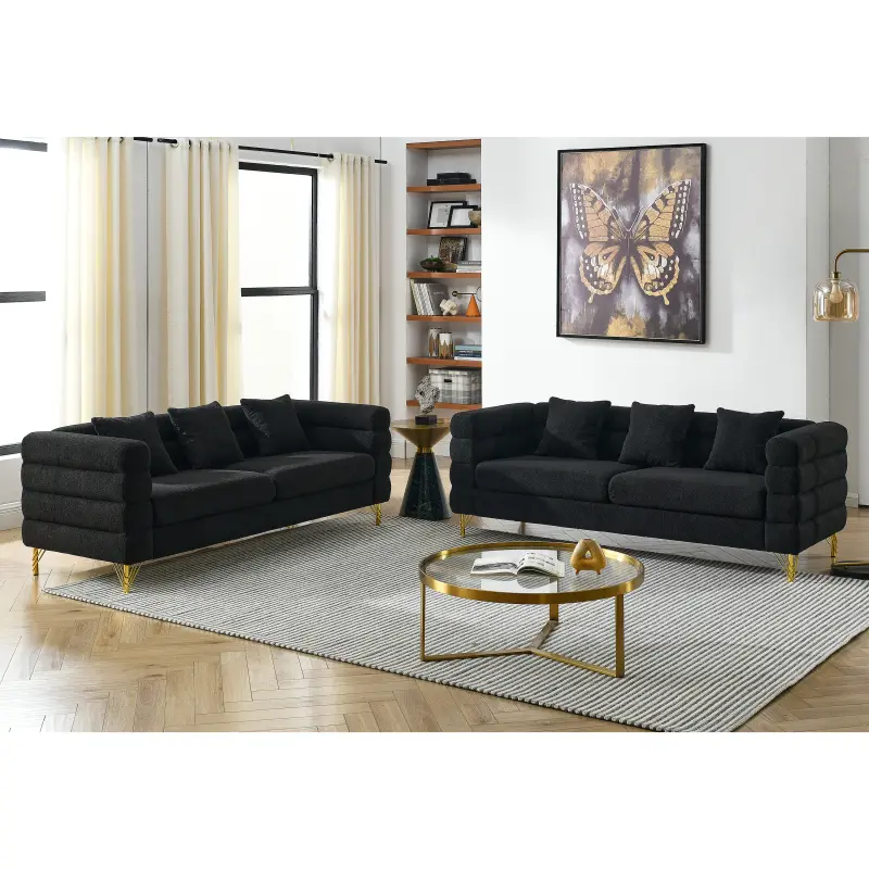 3-seater + 3-seater Combination sofa.BLACK teddy 3-seater + 3-seater Combination sofa.BLACK teddy