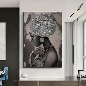 No frame springtok only poster Vibrant Silvery African Woman Abstract Canvas Painting  Wall Art for Bathroom,Bedroom,Living Room -Handcrafted, Ready to Hang