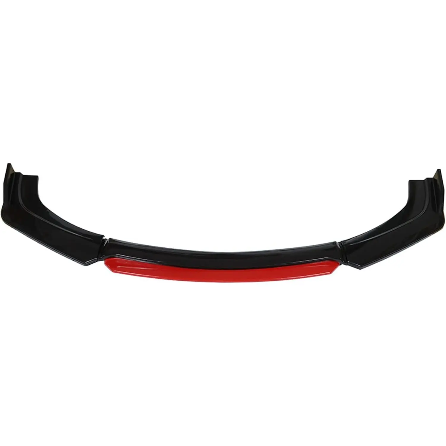 Universal Fit Glossy Black 4-Piece Front Bumper Lip Spoiler Splitter with Red Tongue, Automotive Vehicle Accessories Aftermarket Front Clip Bumper Decoration