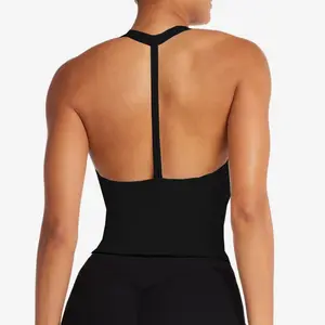 New Women's Athletic Fitness Vest - Padded, Halter-Neck, Back-Flattering, V-Neck Yoga & Training Camisole