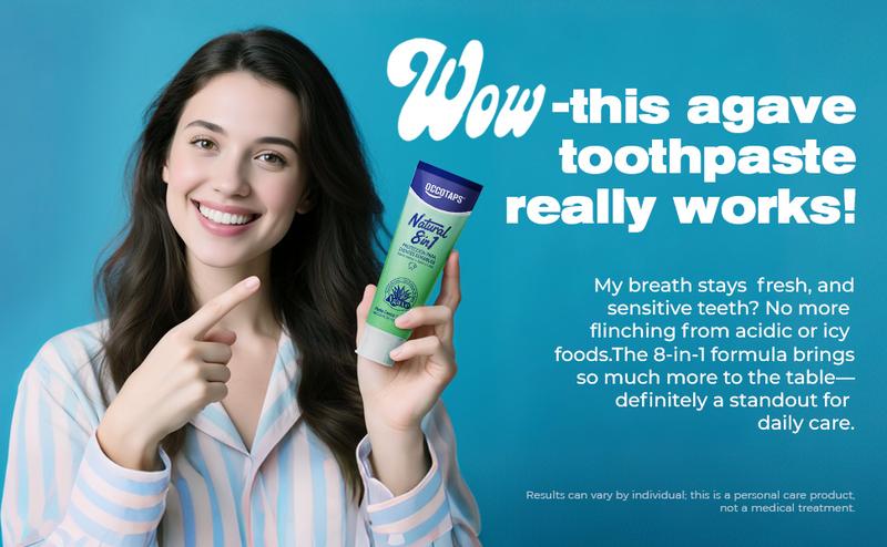 OCCOTAPS Agave Natural Herbal Toothpaste | Blue Agave Extract | Whitens Teeth & Strengthens Enamel |Fluoride-Free Sensitive Teeth | Probiotics + Mint | With Niacinamide