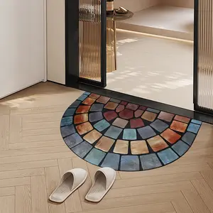 1 Pack Non Slip Door Mat Half Round All Weather Rug for Indoor Outdoor Use Low Profile Durable Design for Front Entry Garage Patio Easy Clean Bath Laundry