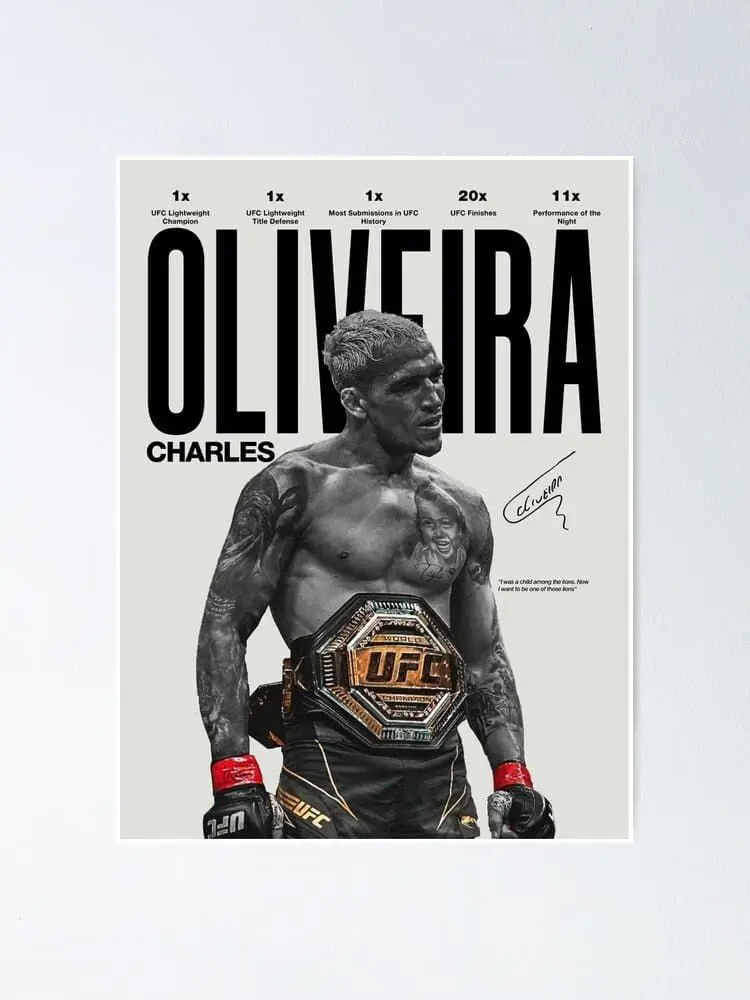 Charles Oliveira Poster, UFC MMA Wall Art, Lightweight Champion, Sports Art Print Poster( Unframed - Print Only )