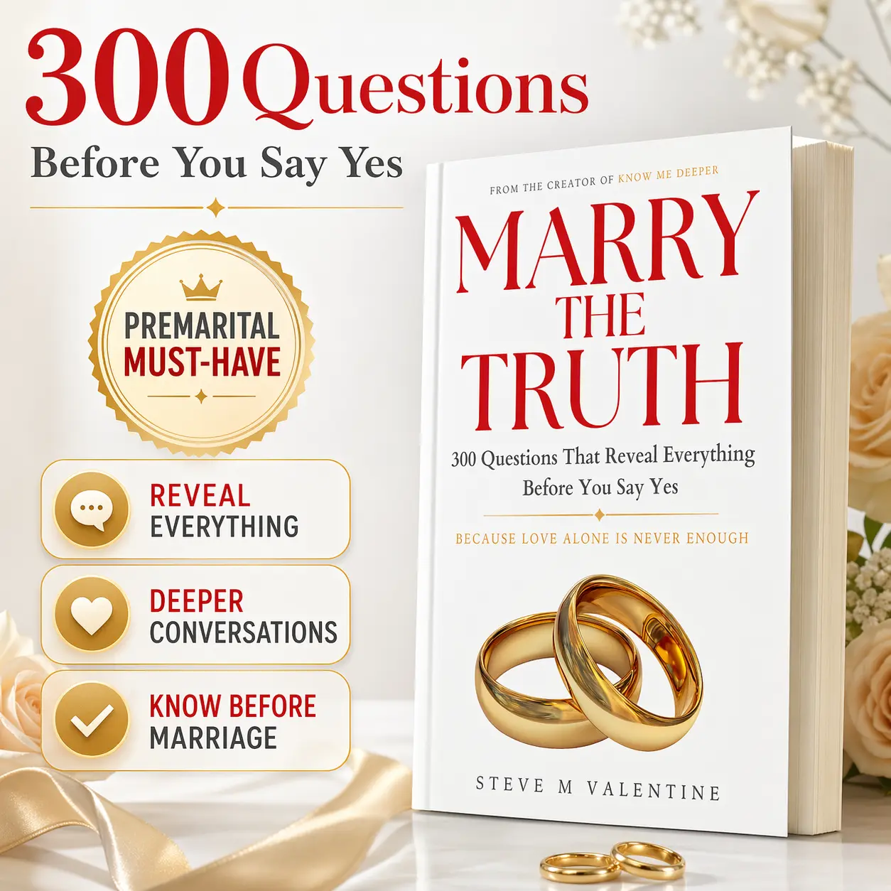 Marry the Truth: 300 Questions for Couples Before Marriage | Premarital Workbook, Relationship Questions Book, Couples Communication Guide, Engagement Gift, Marriage Preparation, Deep Conversation Starter, Know Your Partner