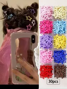 30 Piece Colorful Dopamine Set, Sparkling Star Hair Clips, Cute Princess Headbands, Daily Hair Accessories, School Supplies, Flat Hair Clips