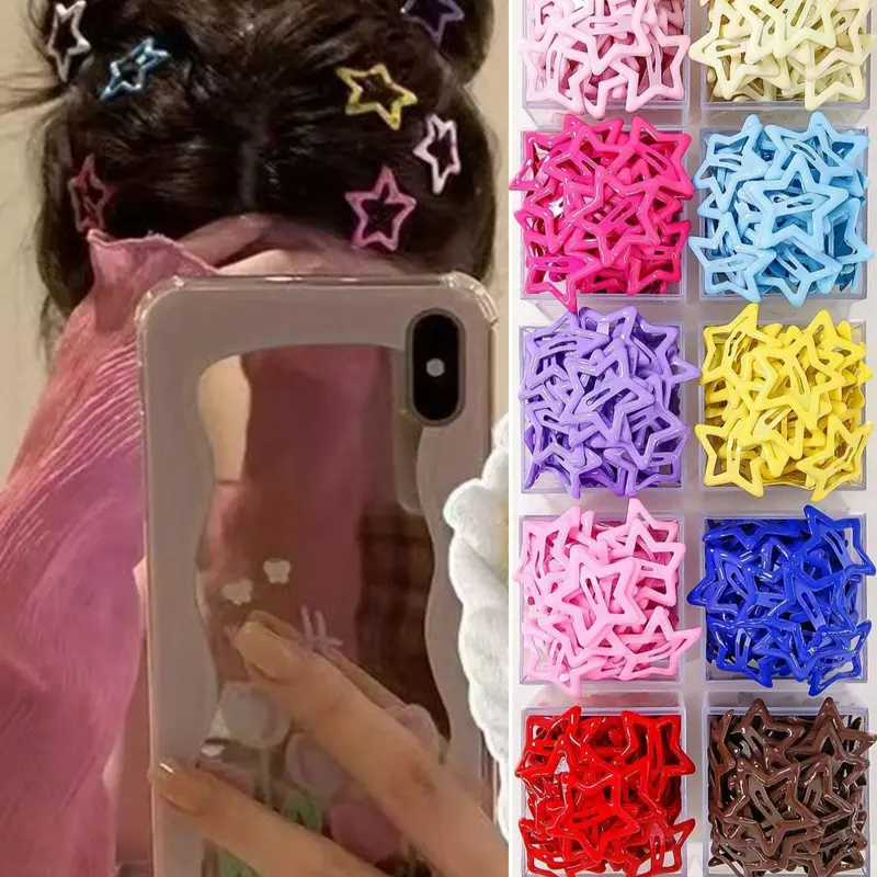 30-Piece Colorful Dopamine Hair Accessory Set, Fashion Hair Accessories, Hair Decor, Sparkling Star Hair Clips, Cute Princess Flat Hair Clips for Daily Wear and School
