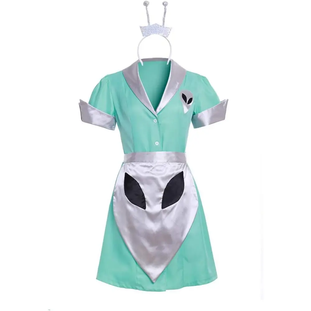 Women's Fit Modest Traditional Retro Maid Dress with Apron - Comfortable Polyester Waitress Uniform for Themed Parties, Cafe Workwear, XXL Plus Size, Hip, Vintage, Clothes, Style, Black And White, Xxxl, 3Xl