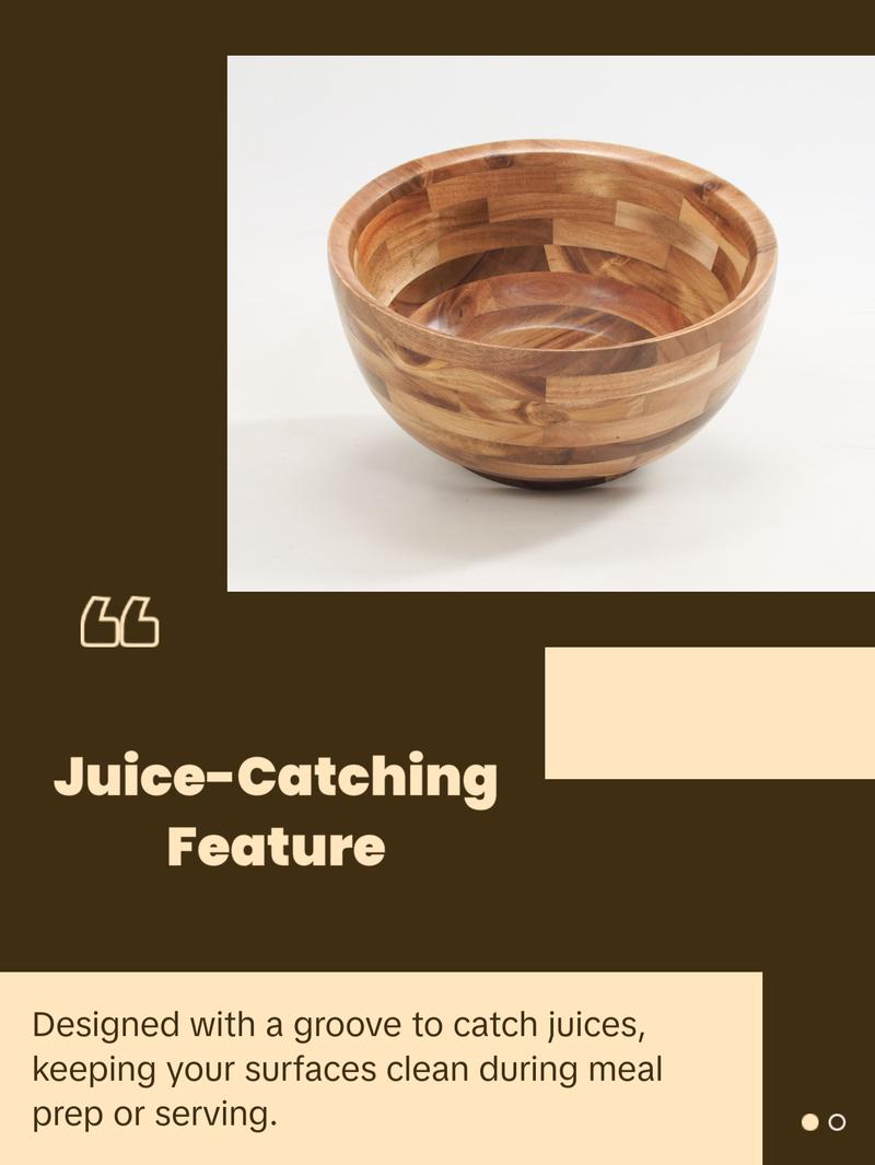 Premium Thick Acacia Wood Salad And Serving Bowl