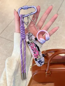Bag Charm Mini Skateboard Braided Cord Keychain Multicolor Graffiti Skateboard Cool American Street Style Millennial Vibes Niche Instagram-Style Accessories For Bags And Keys Suitable For Campus Life, Commuting, Travel, And Street Style