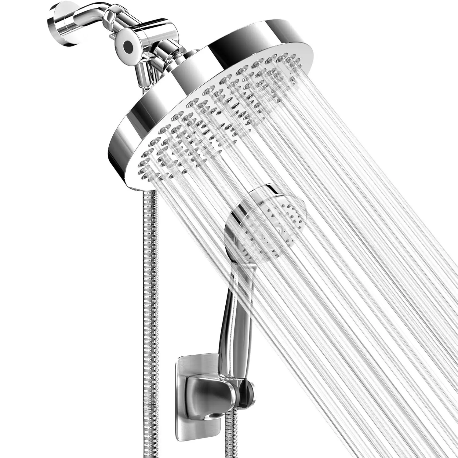 Shower Head With Handheld Combo, Shower System, Showerhead With Handheld Sprayer, 6 Inch High Pressure Rainfall Showerhead With Hand Held Hose for Bath - Adjustable Swivel Shower Head Spray Anti-leak Nozzles - Universal Fit, Shower Head Replacement