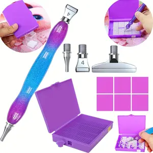 DIY Starry Diamond Painting Tool Set, Diamond Painting Kits, Stainless Steel Threaded Drill Bit Holder, Storage Tray for Rhinestone Art Supplies