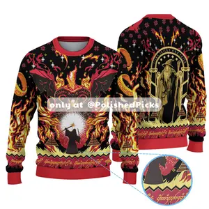 Ganndallf vs Ballrogg Ugly Christmas Sweater, LOTR Inspired Knit Jumper, You Shalll Nott Passs Holiday Pullover, Unisex Cosy Winter Geek Gift