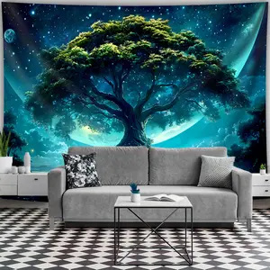 Tree Of Life Backdrop Mystical Nature Theme Tapestry Wall Hanging Photography Background for Meditation Room Yoga Space Home Decor Party Supplies
