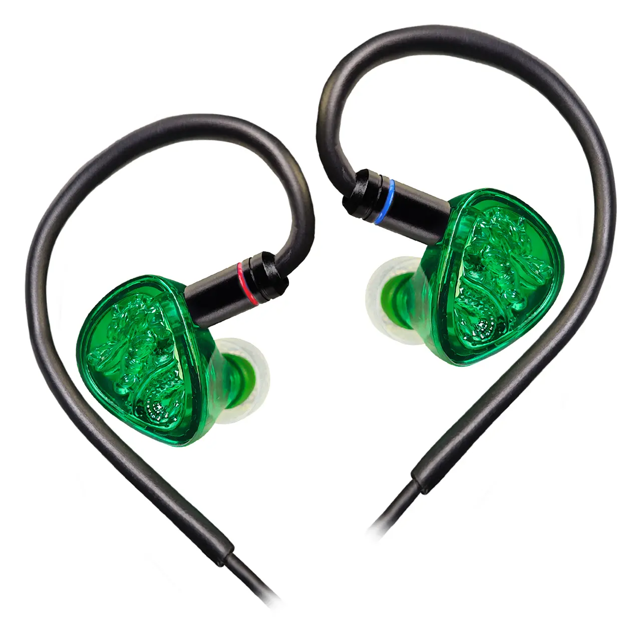 TANGZU Jade Dragon Wired Gaming IEM Earbuds with Mic HiFi In-Ear Headphones 10mm Dynamic Driver Detachable 0.78mm 2-Pin Cable 3.5mm Noise Isolating Earphones for PC Phone